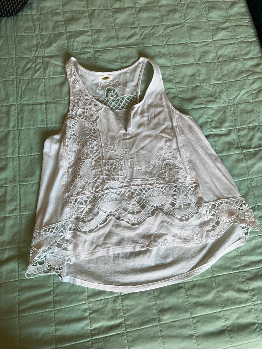 White Lace-Panel Racerback Camisole